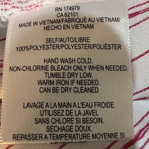 BCBG MaxAzria Sleeveless High Low Hemline White & Scarlet Red Striped Top Size M - Picture 4 of 8